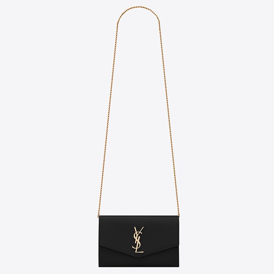 Sa**t Lau*nt woc uptown chain wallet in black leather