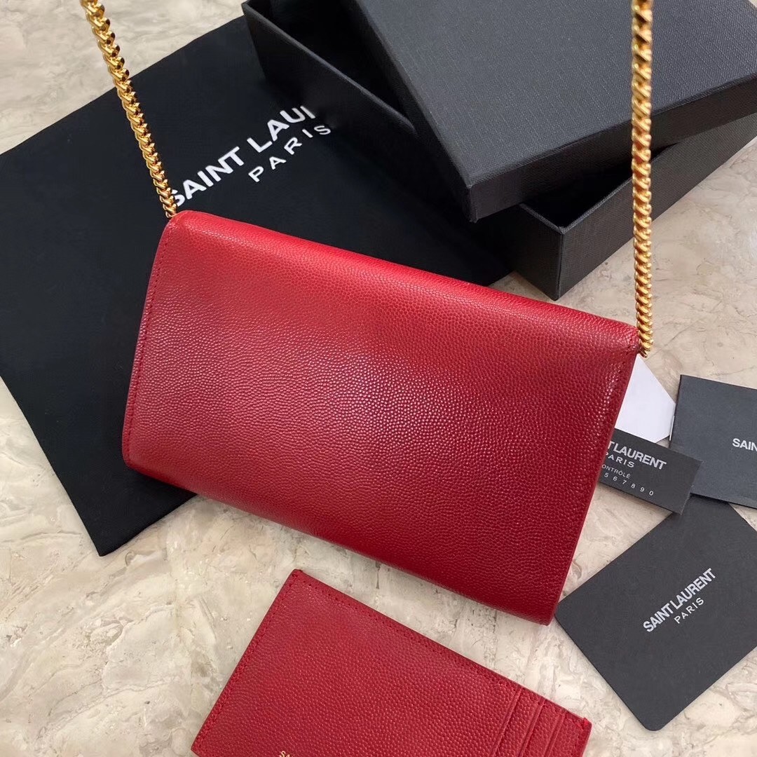 Sa**t Lau*nt woc uptown chain wallet in red leather