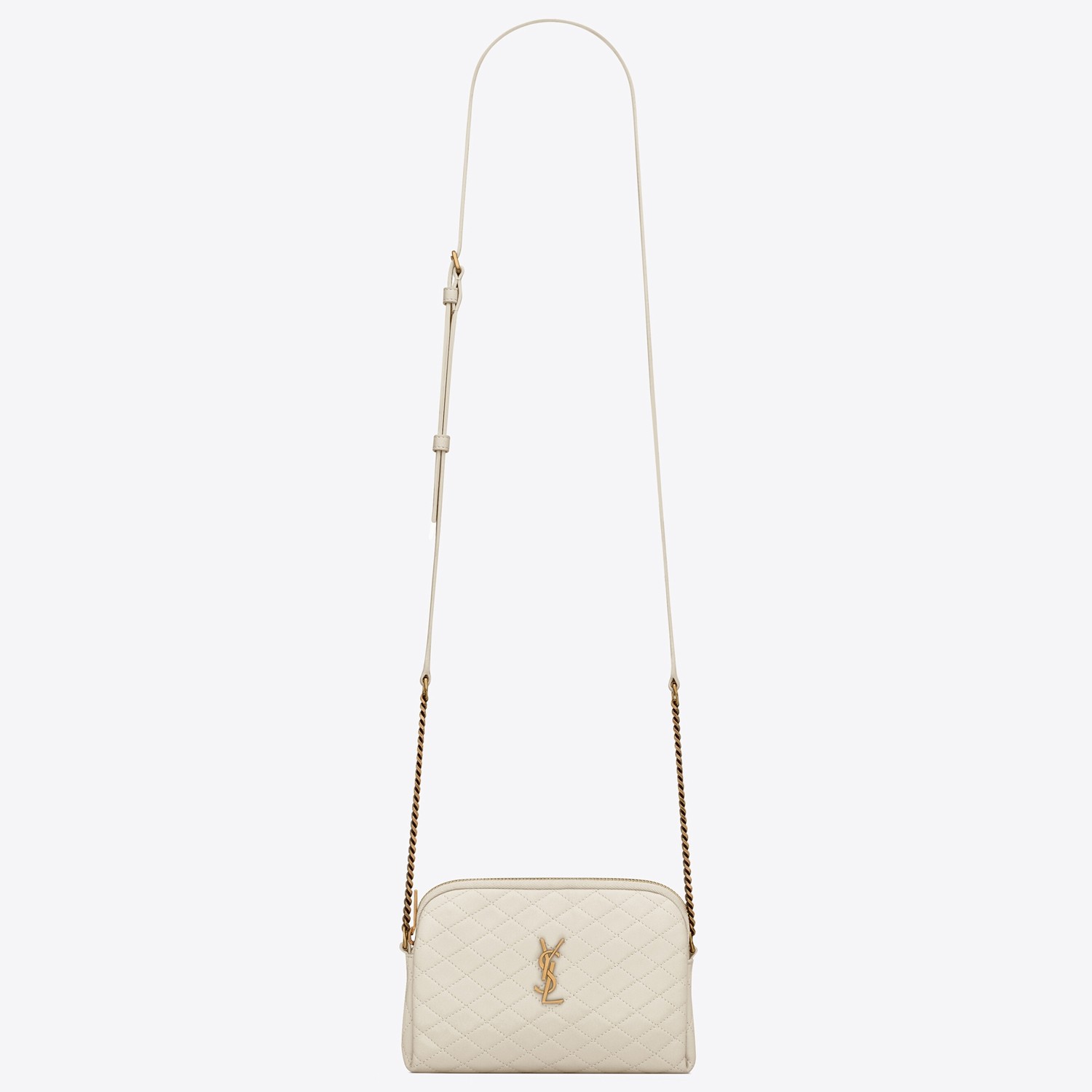 Sa**t Lau*nt gaby zipped pouch in white quilted lambskin