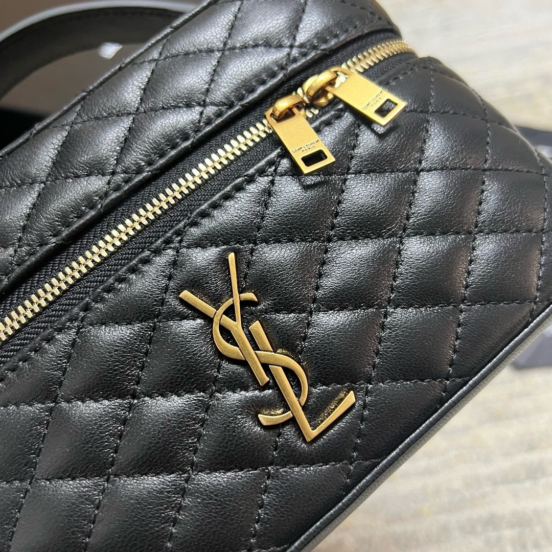 Sa**t Lau*nt gaby mini vanity bag in black lambskin