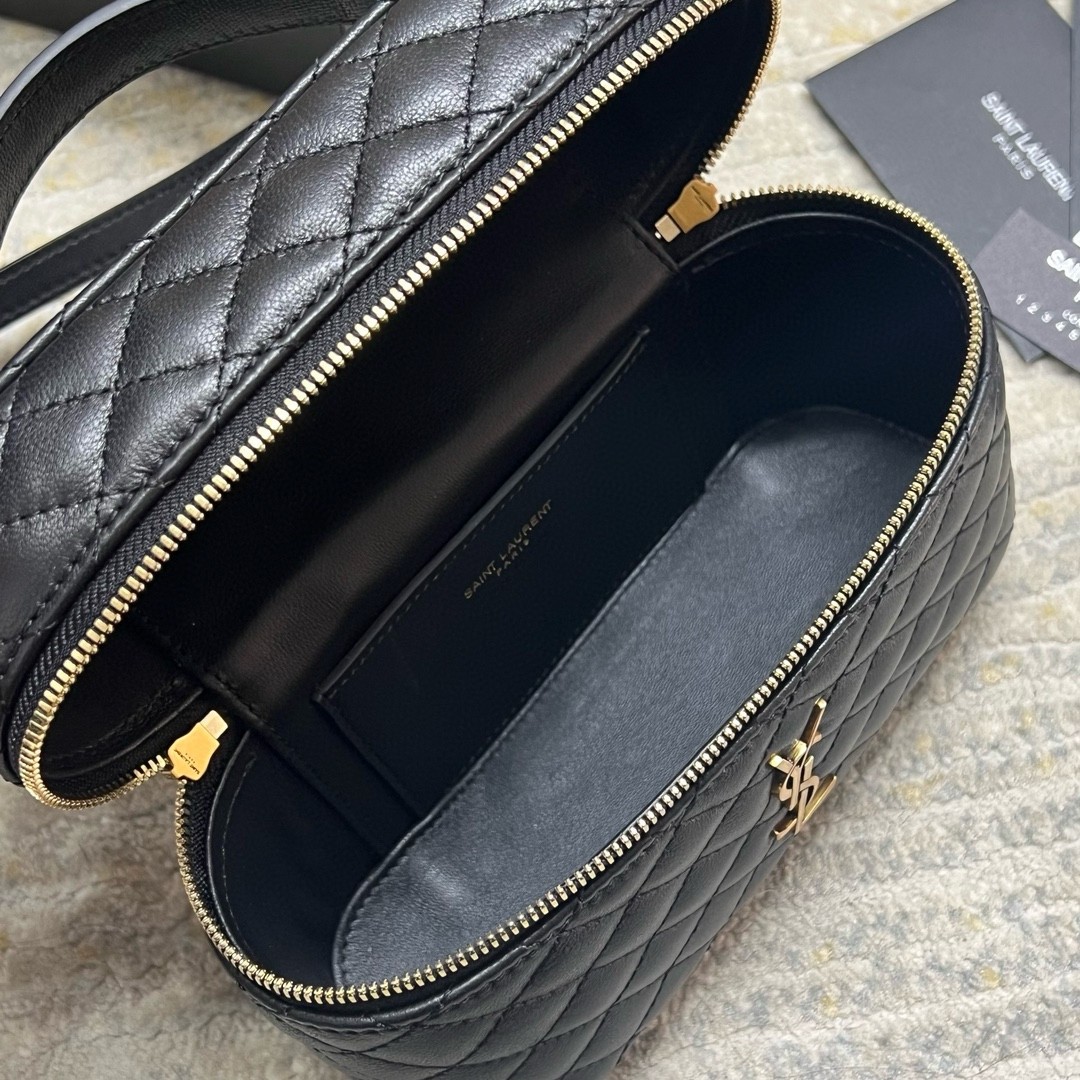 Sa**t Lau*nt gaby mini vanity bag in black lambskin