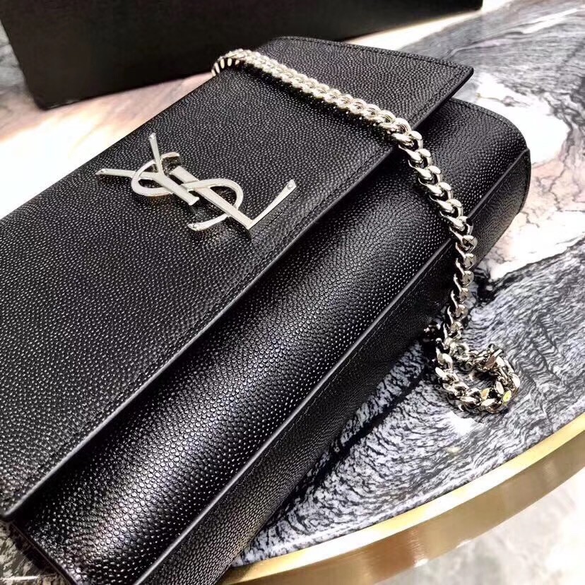 Sa**t Lau*nt small kate bag in black grained leather