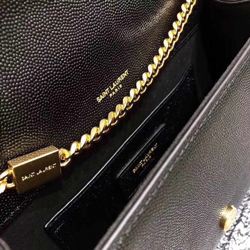 Sa**t Lau*nt medium kate bag in black grained leather