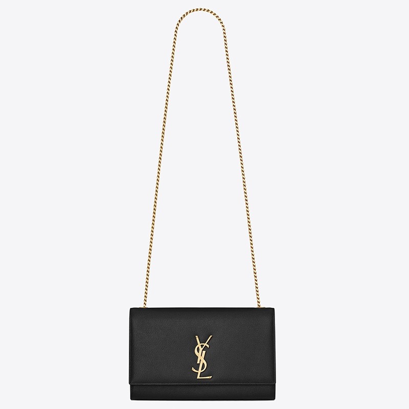 Sa**t Lau*nt medium kate bag in black grained leather