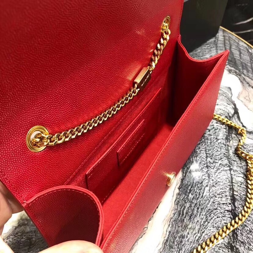 Sa**t Lau*nt medium kate bag in red grained leather