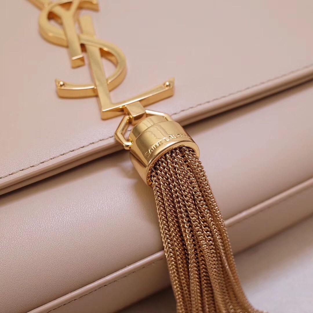 Sa**t Lau*nt medium kate bag with tassel in powder smooth leather