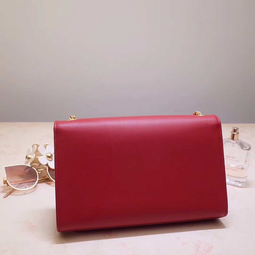 Sa**t Lau*nt medium kate bag with tassel in red smooth leather