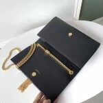 Sa**t Lau*nt medium kate bag with tassel in black grained leather