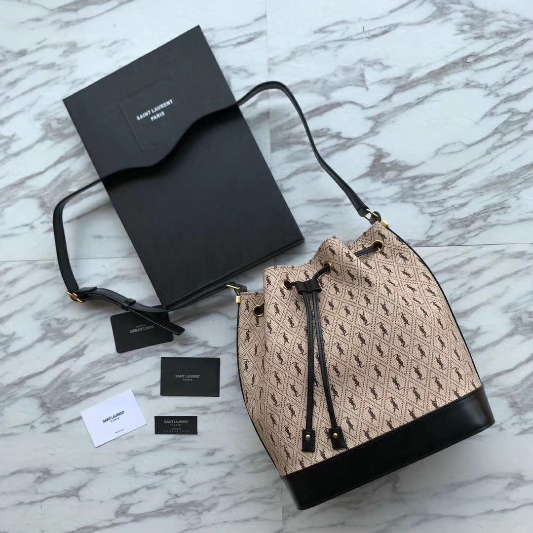 Sa**t Lau*nt monogram all over bucket bag in canvas