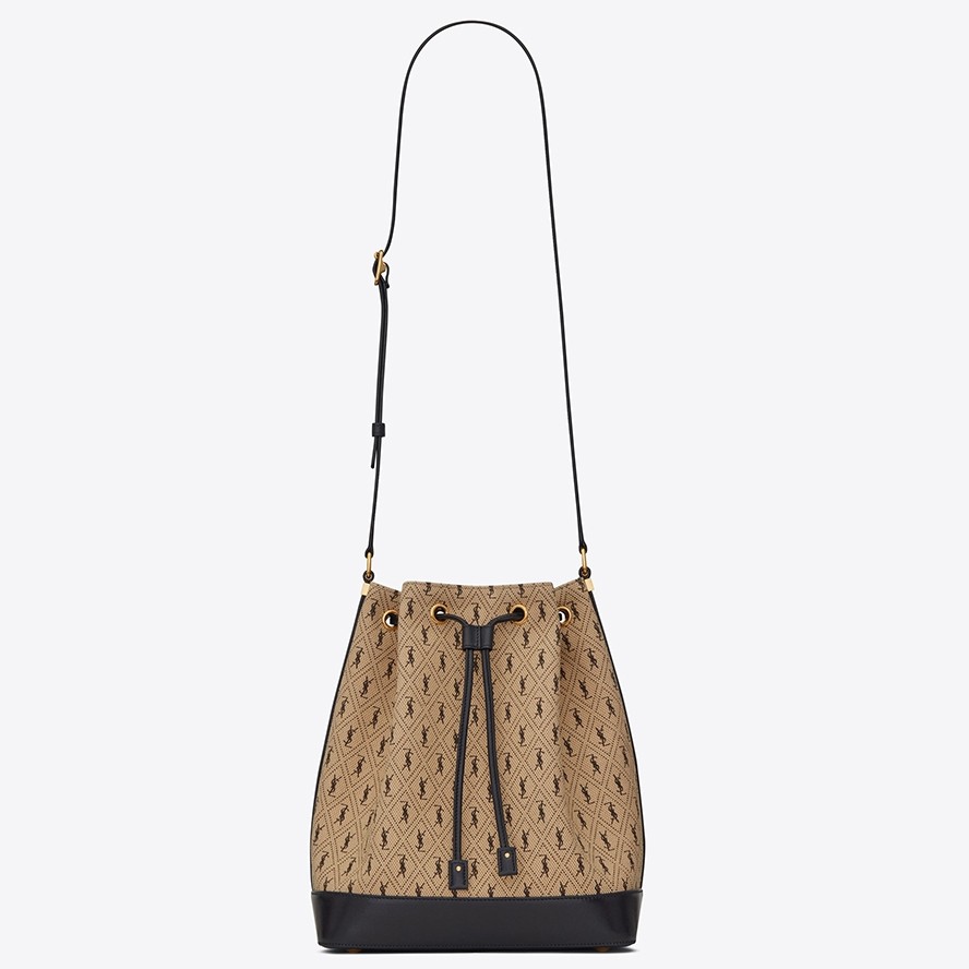 Sa**t Lau*nt monogram all over bucket bag in canvas