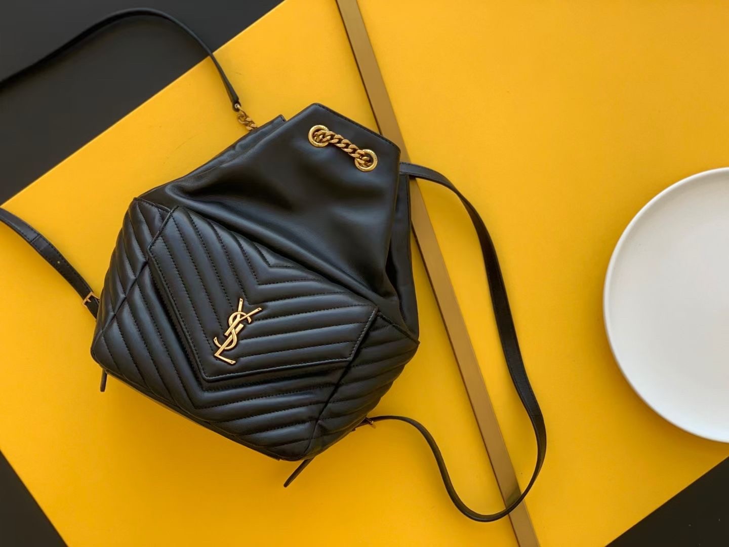 Sa**t Lau*nt joe backpack in black lambskin