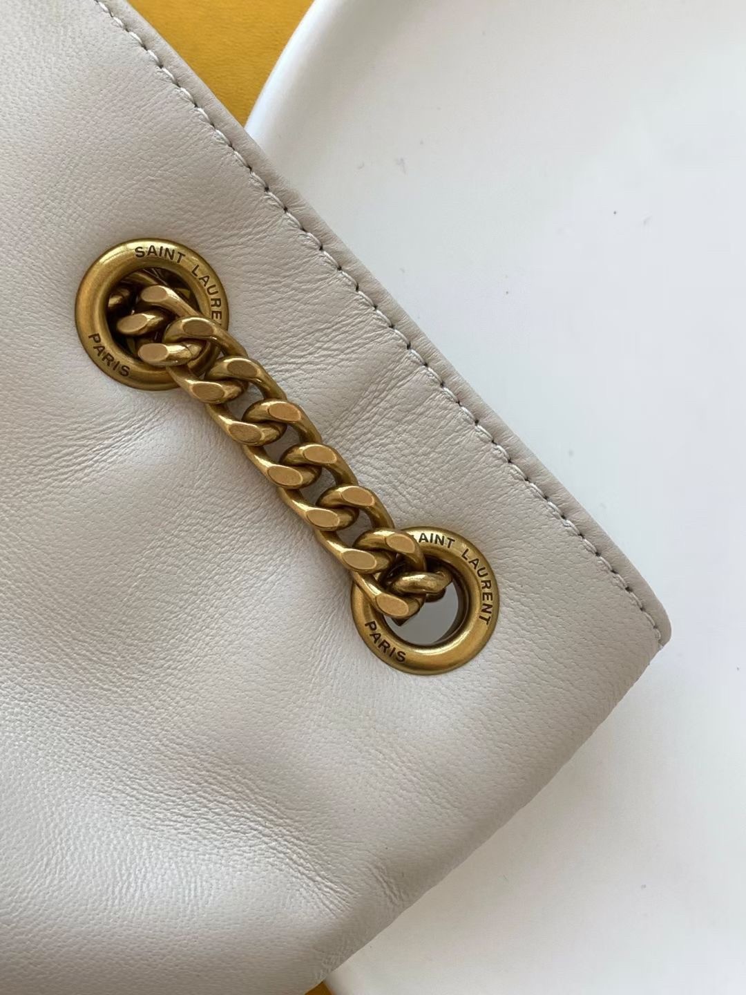 Sa**t Lau*nt joe backpack in white lambskin