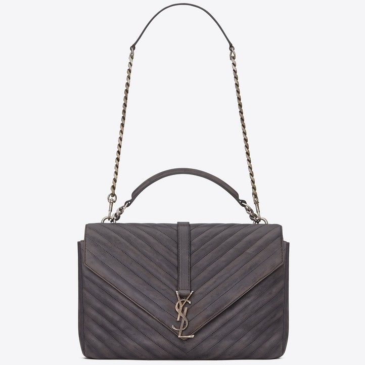 Sa**t Lau*nt college large bag in grey matelasse leather