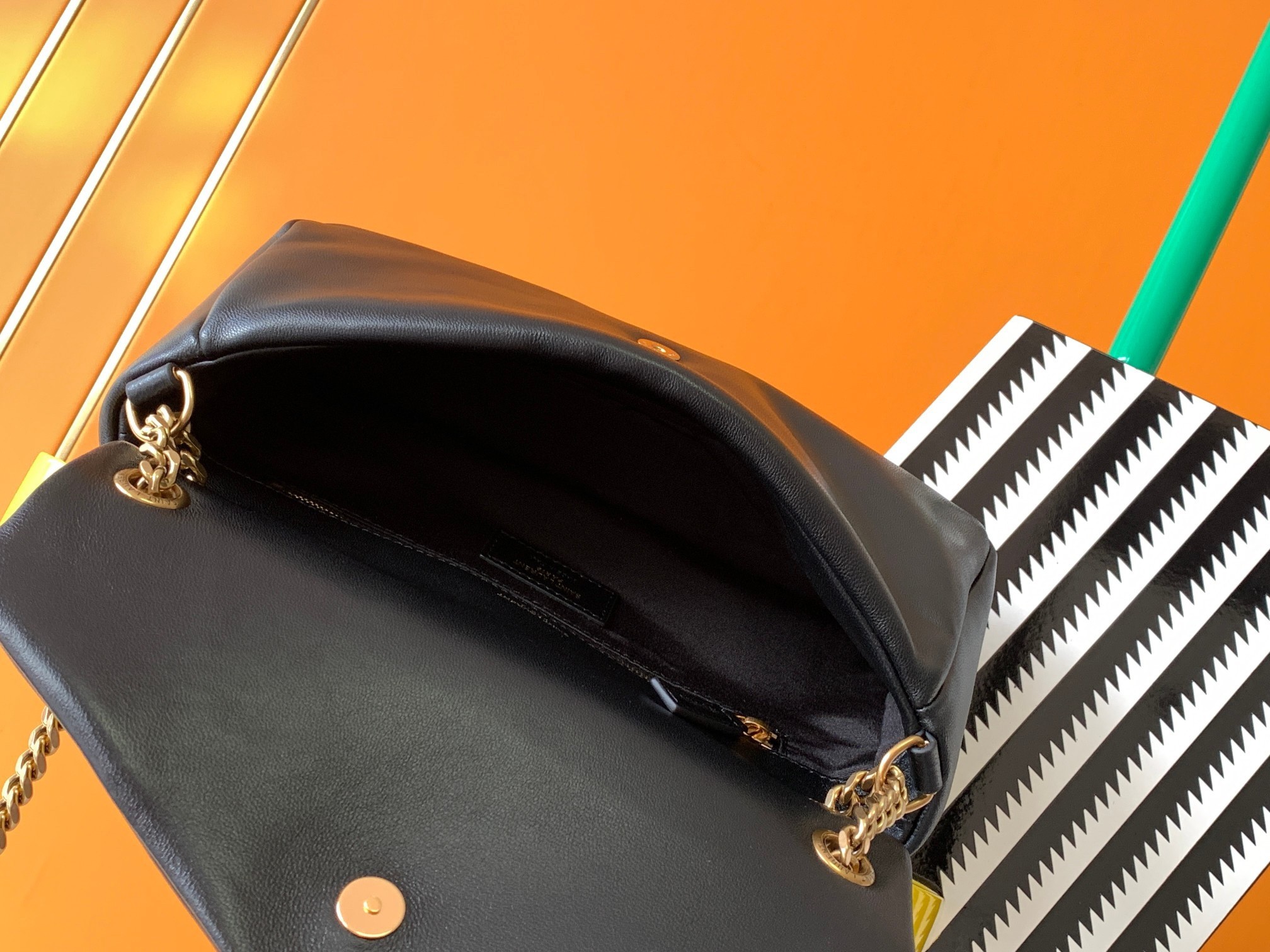 Sa**t Lau*nt calypso shoulder bag in black lambskin