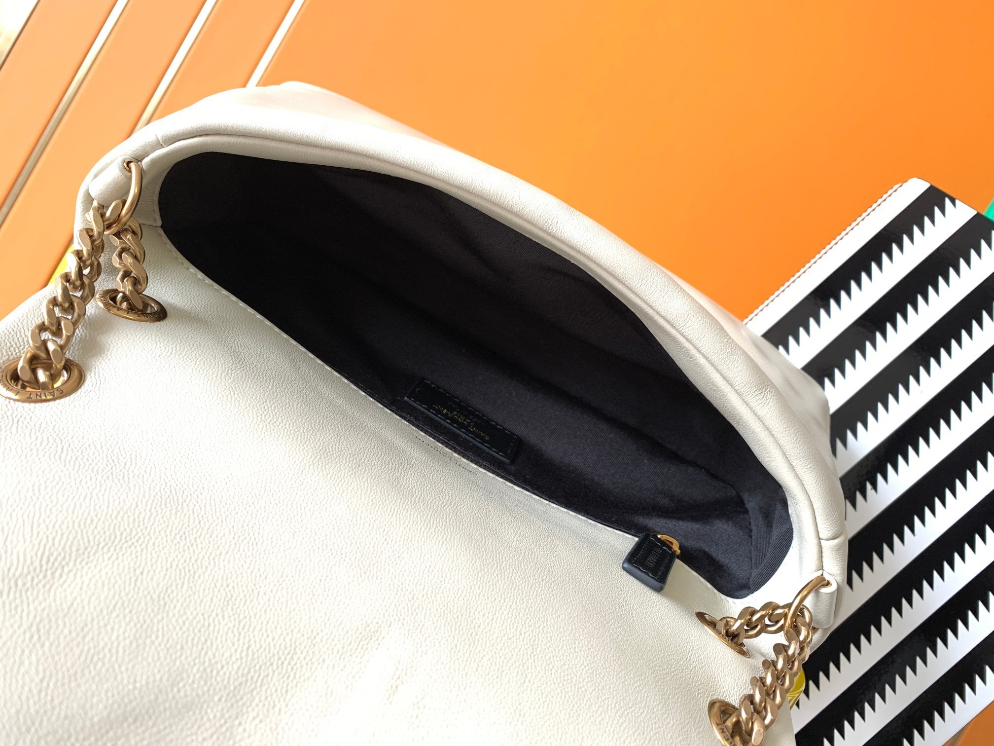 Sa**t Lau*nt calypso shoulder bag in white lambskin