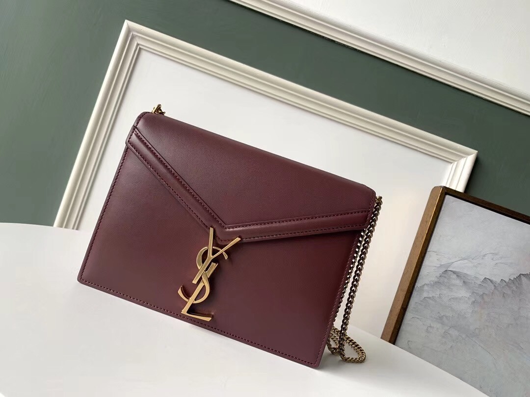 Sa**t Lau*nt bordeaux cassandra monogram clasp bag
