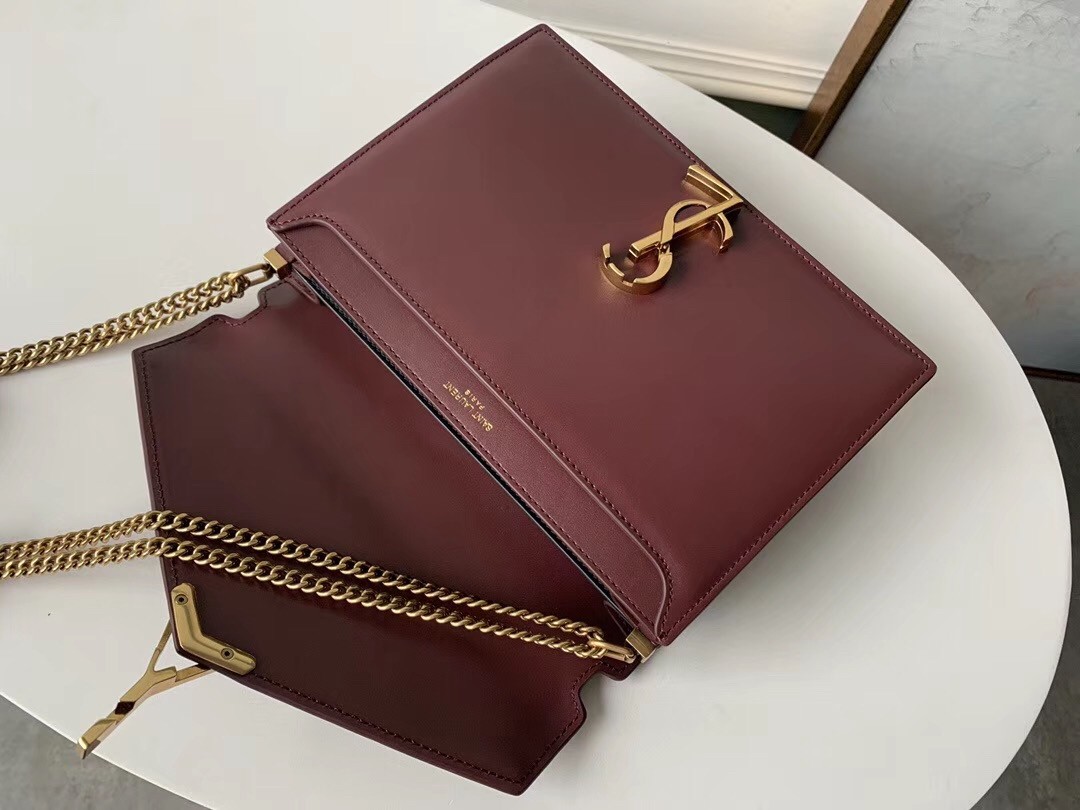 Sa**t Lau*nt bordeaux cassandra monogram clasp bag