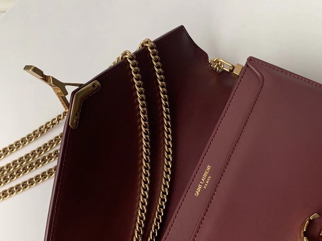 Sa**t Lau*nt bordeaux cassandra monogram clasp bag