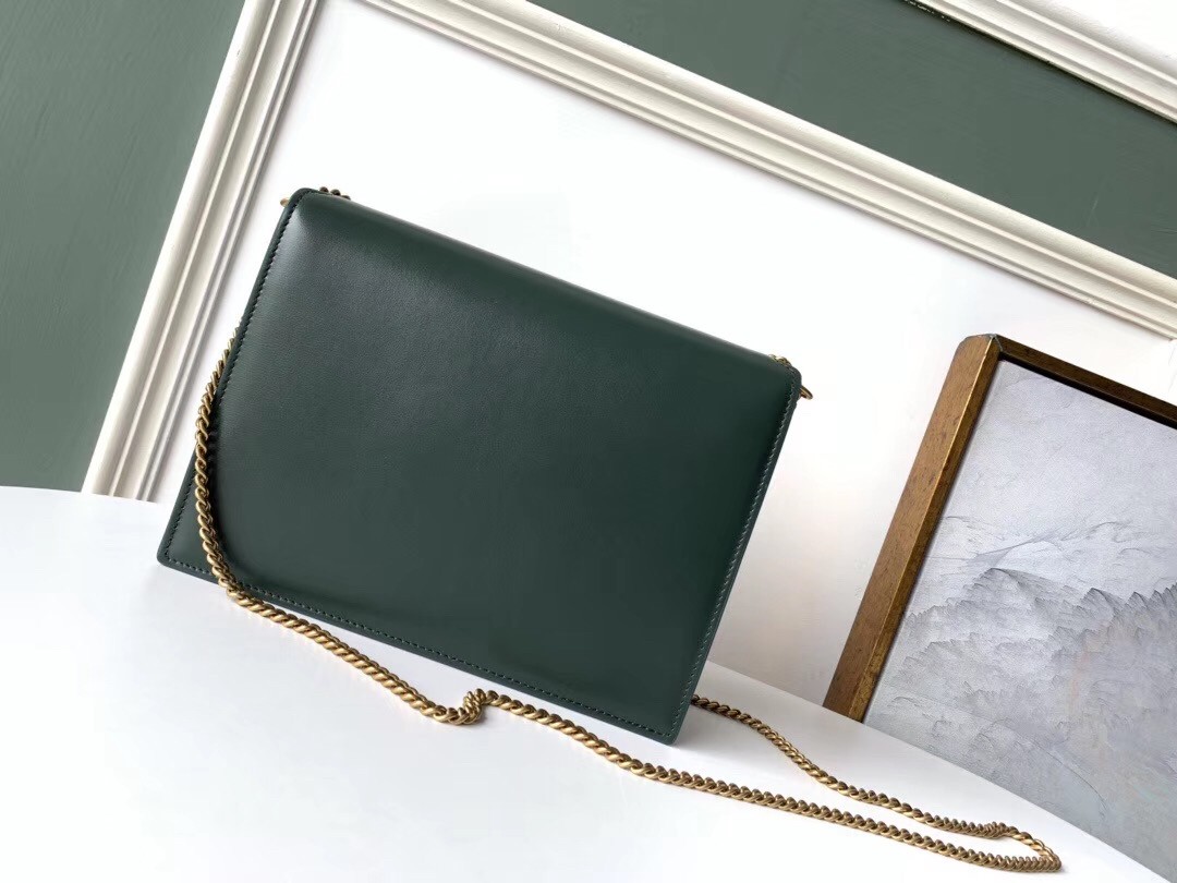 Sa**t Lau*nt dark green cassandra monogram clasp bag