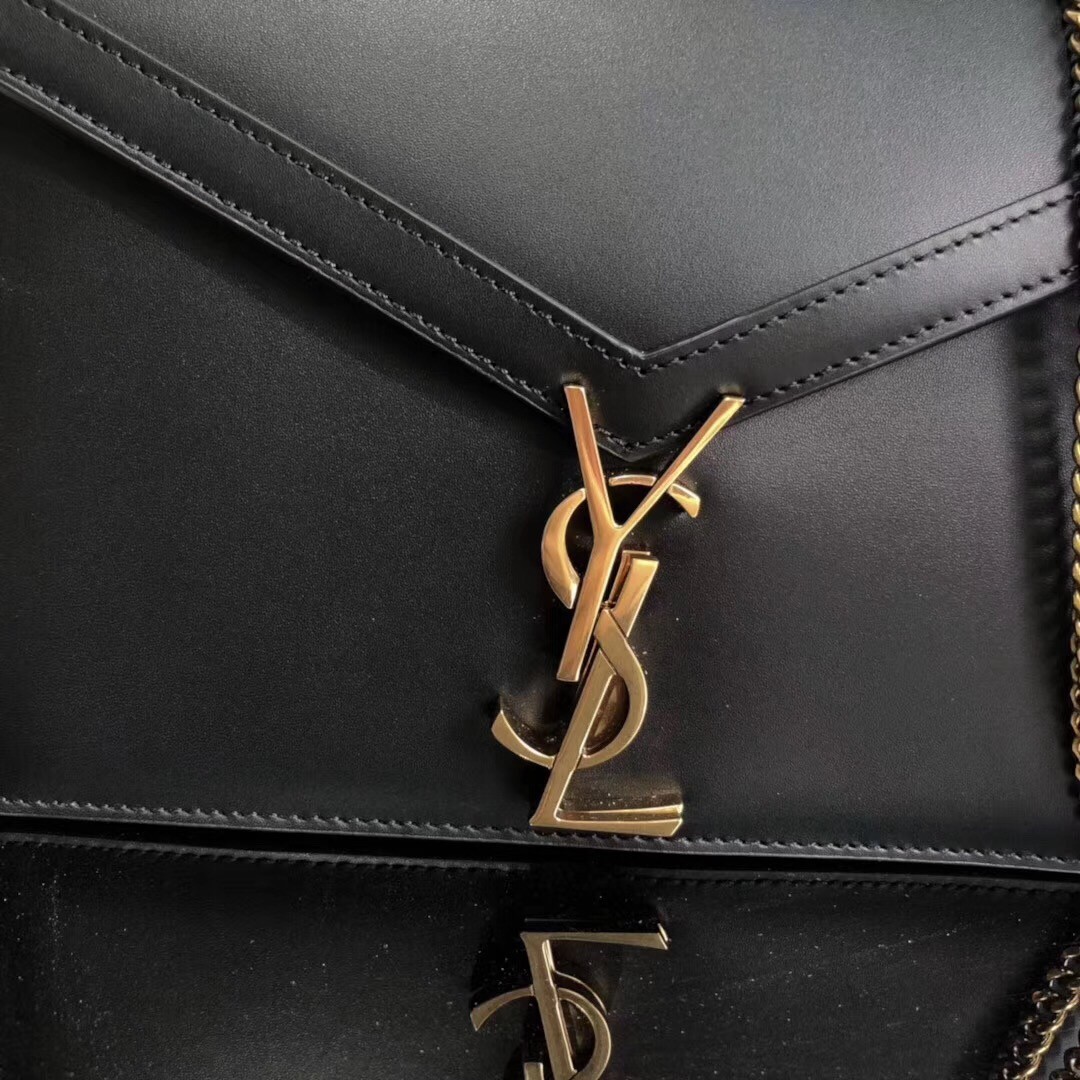 Sa**t Lau*nt black cassandra monogram clasp bag
