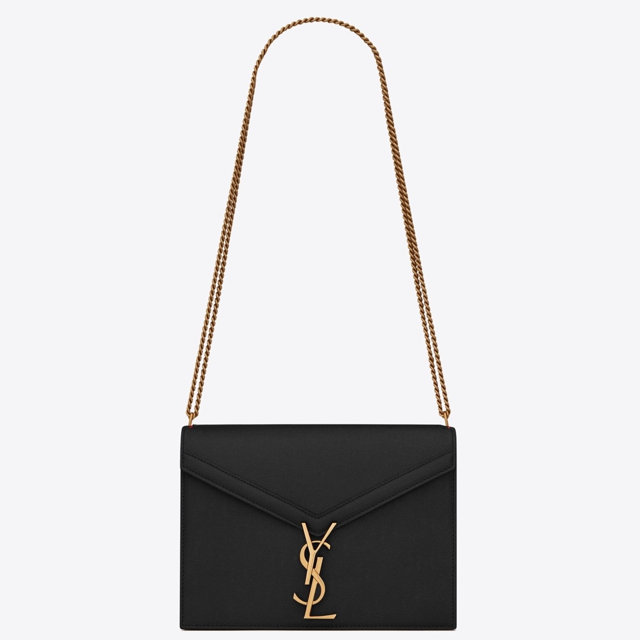 Sa**t Lau*nt cassandra clasp bag in black grained leather