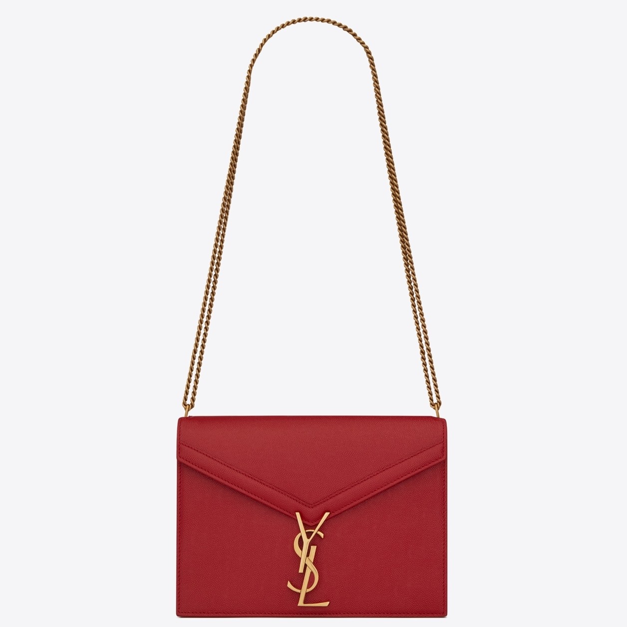Sa**t Lau*nt cassandra clasp bag in red grained leather