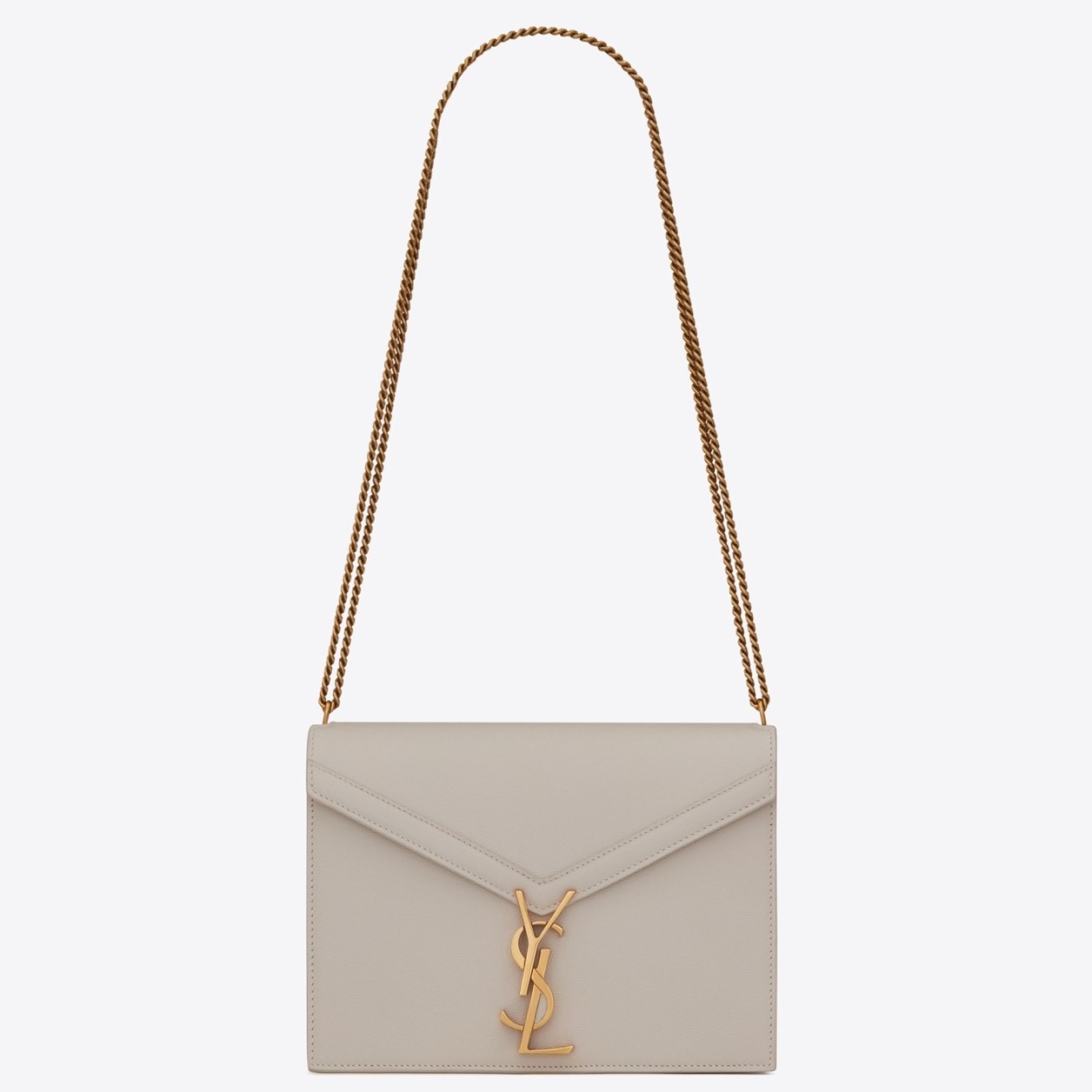 Sa**t Lau*nt cassandra clasp bag in blanc grained leather
