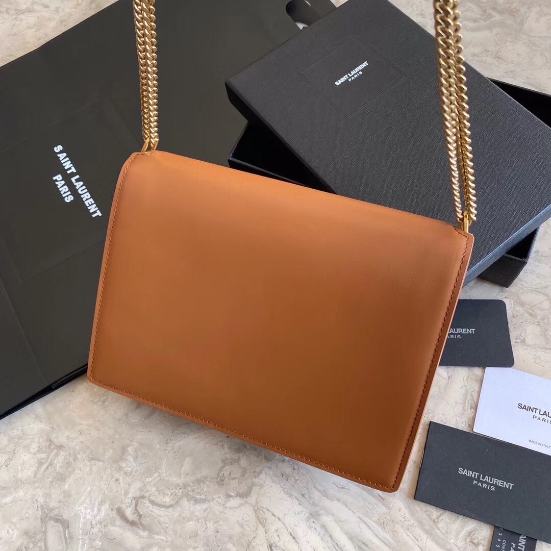 Sa**t Lau*nt cassandra clasp bag in brown suede