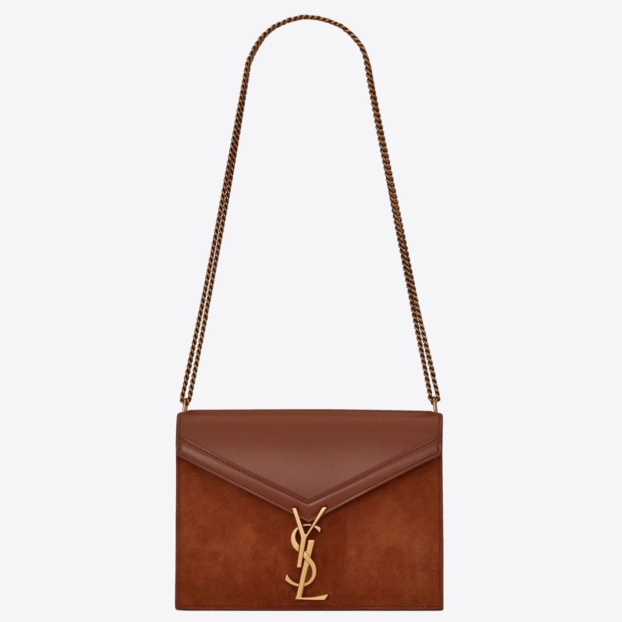 Sa**t Lau*nt cassandra clasp bag in brown suede
