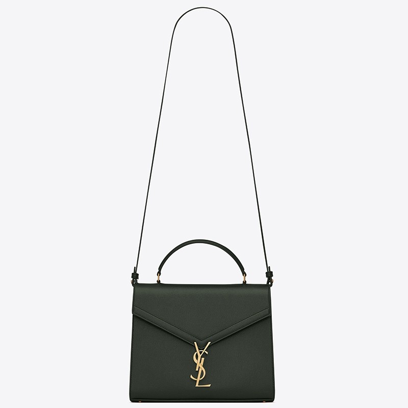 Sa**t Lau*nt cassandra medium bag in dark green grained leather