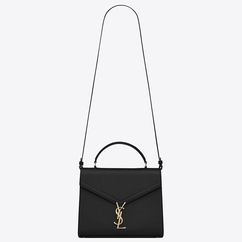 Sa**t Lau*nt cassandra medium bag in black grained leather