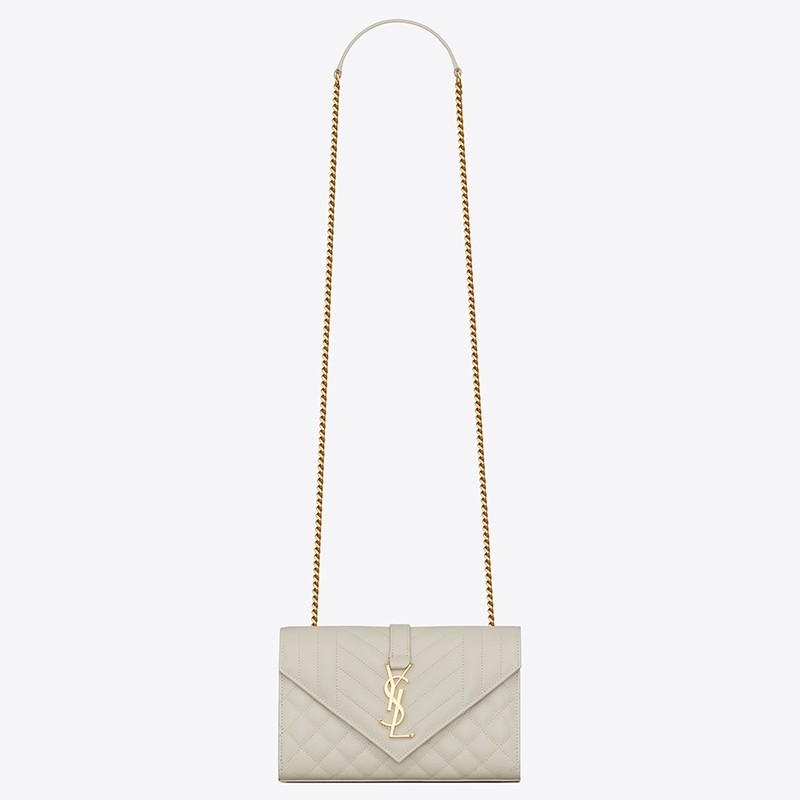 Sa**t Lau*nt small envelope bag in white grained leather