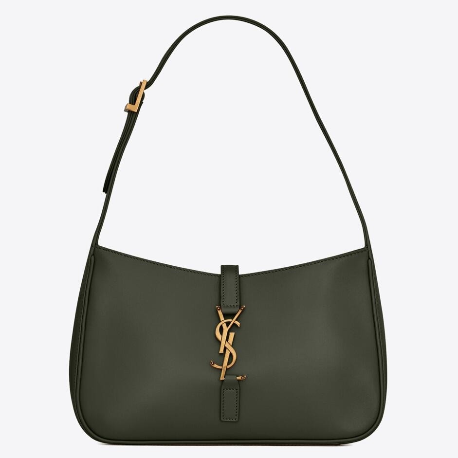 Sa**t Lau*nt le 5 À 7 hobo bag in green smooth leather
