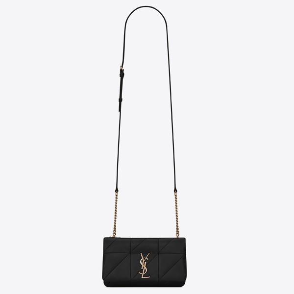 Sa**t Lau*nt jamie chain wallet in black patchwork lambskin