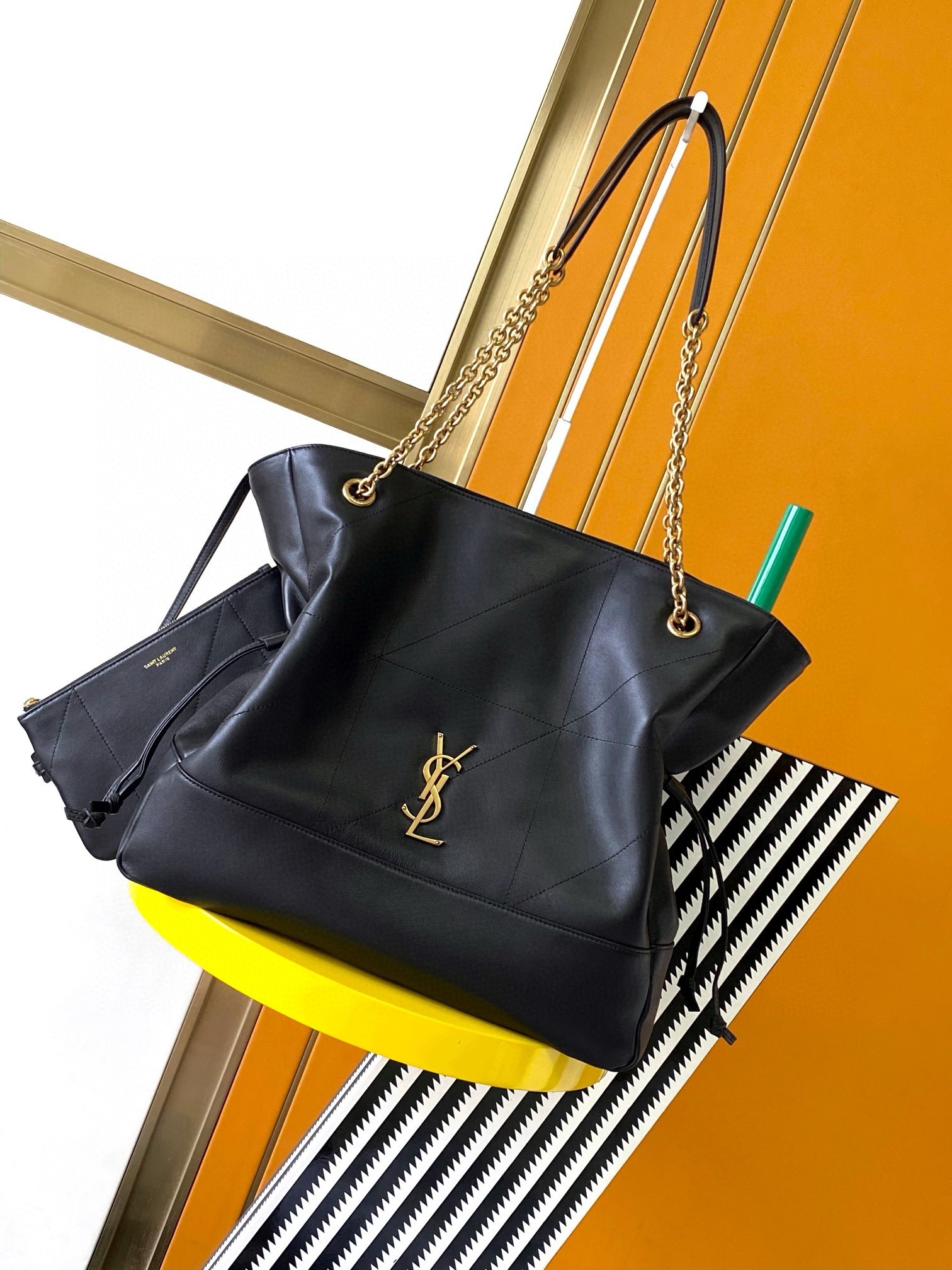 Sa**t Lau*nt jamie 4.3 large pochon in black lambskin