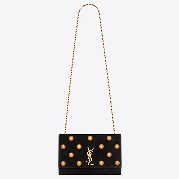 Sa**t Lau*nt medium kate bag in black suede and studs