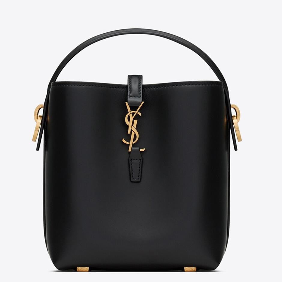 Sa**t Lau*nt le 37 mini bucket bag in black leather
