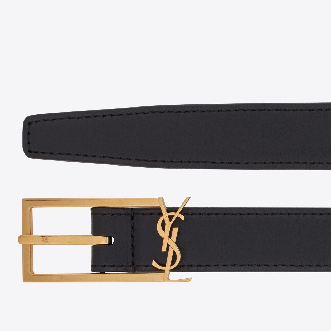 Sa**t Lau*nt new cassandre buckle belt 30mm in black leather