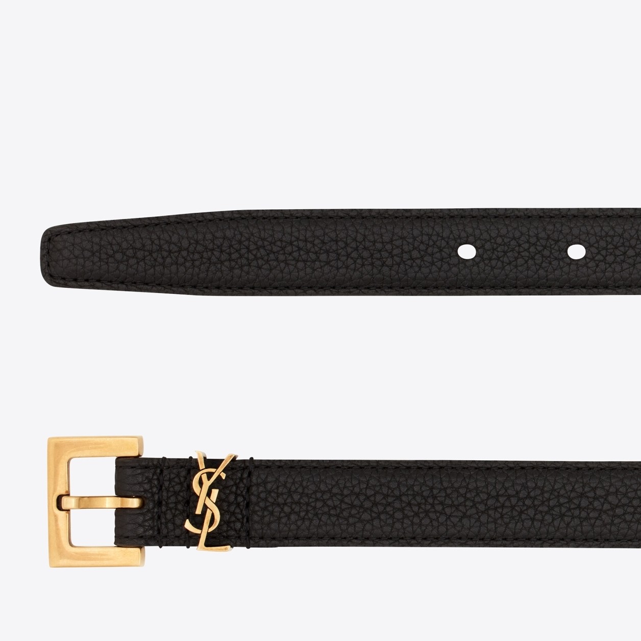 Sa**t Lau*nt cassandre square buckle belt 20mm in black calfskin