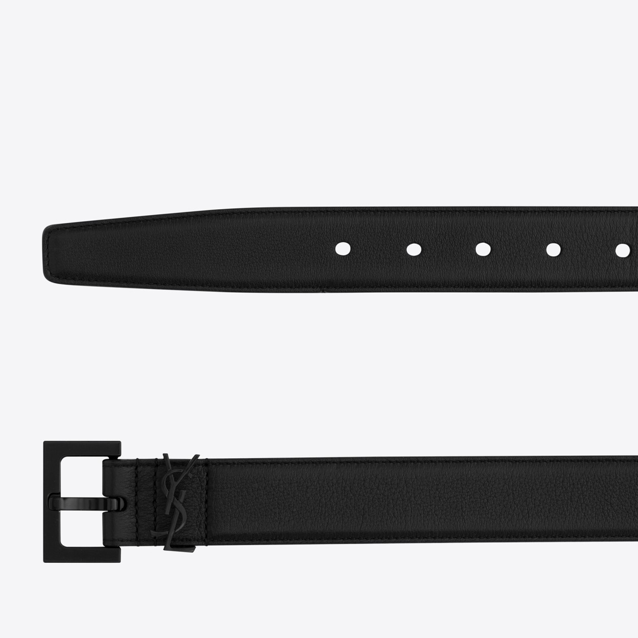 Sa**t Lau*nt cassandre square buckle belt 30mm in all black leather