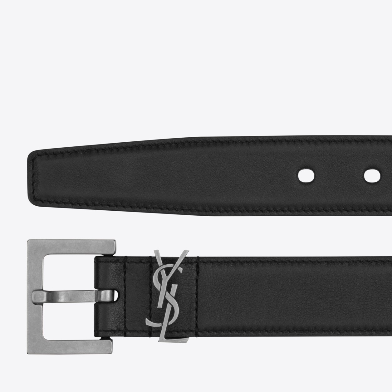 Sa**t Lau*nt cassandre square buckle belt 30mm in noir leather