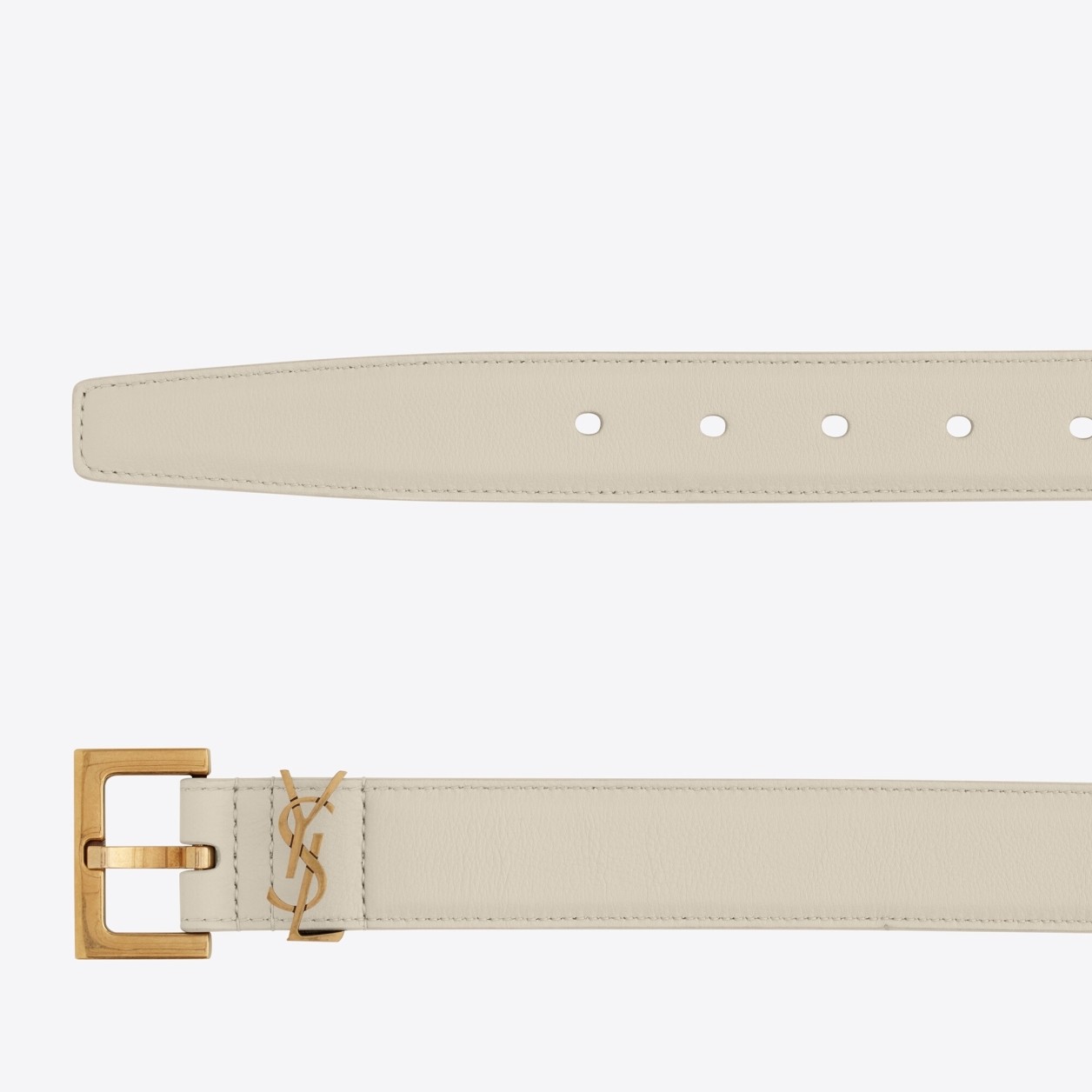 Sa**t Lau*nt cassandre square buckle belt 30mm in white leather