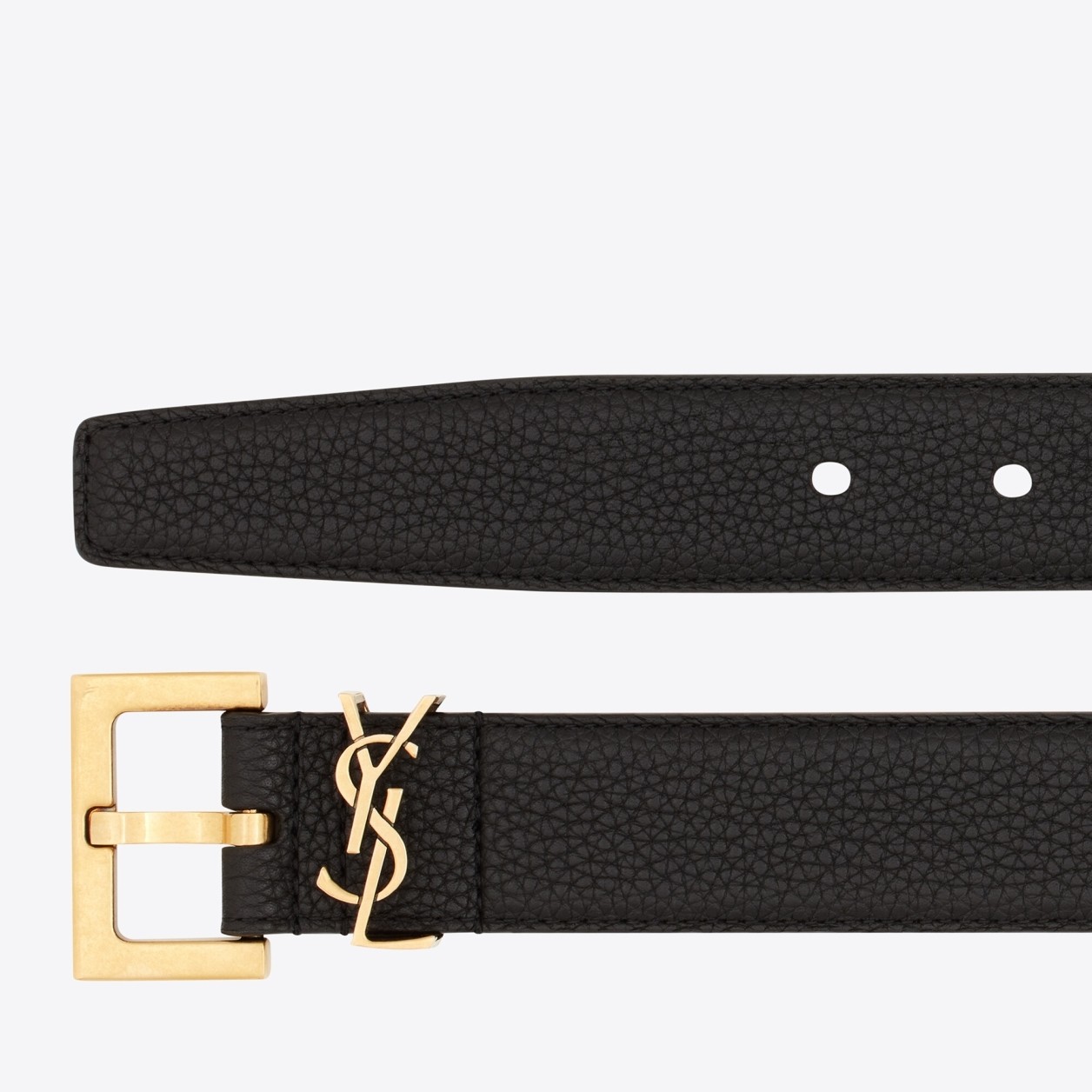 Sa**t Lau*nt cassandre square buckle belt 30mm in black calfskin