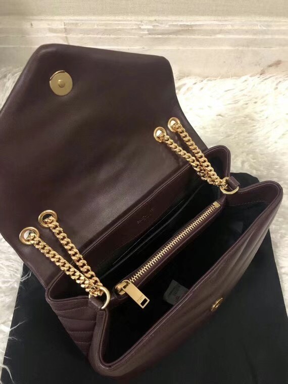 Sa**t Lau*nt loulou small bag in bordeaux matelasse leather