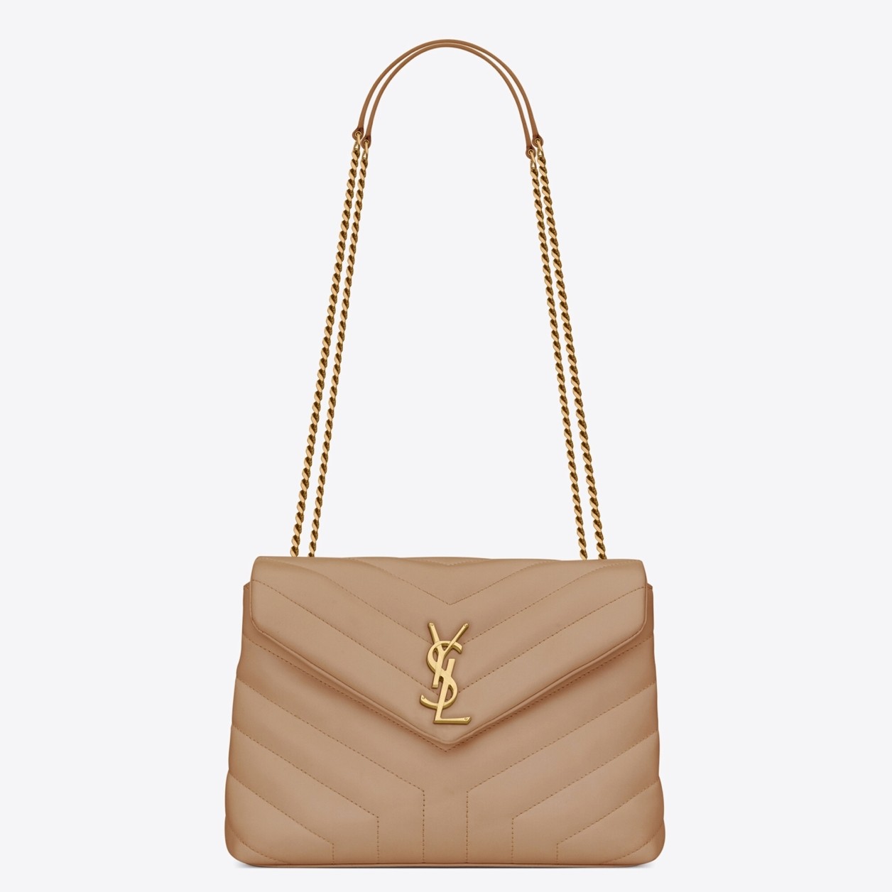 Sa**t Lau*nt loulou small bag in dark beige leather
