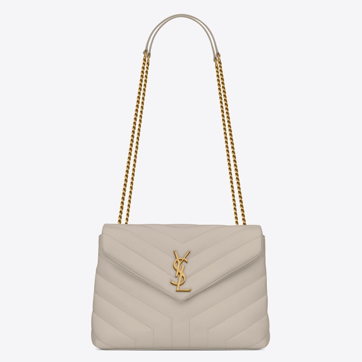 Sa**t Lau*nt loulou small bag in white matelasse leather