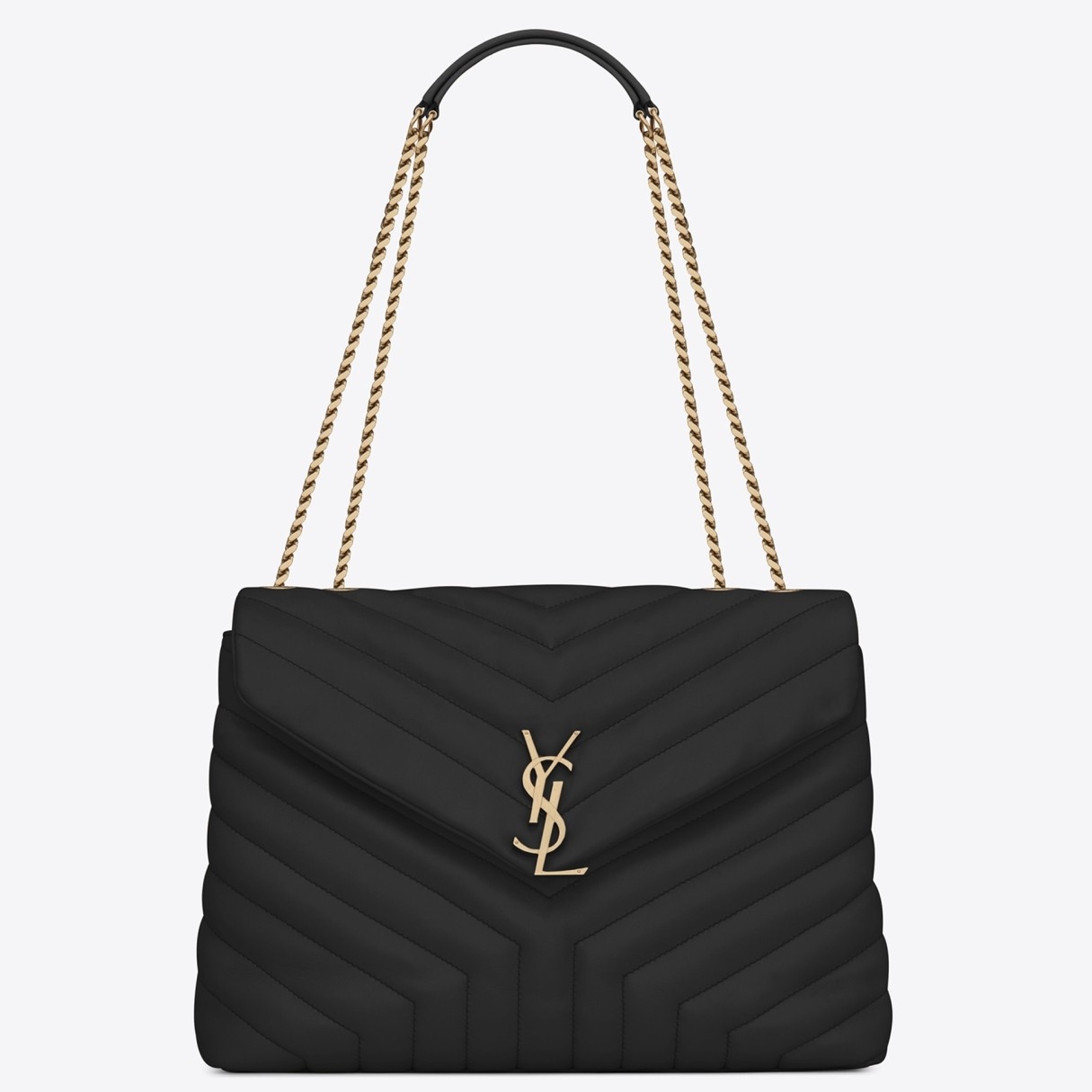 Sa**t Lau*nt loulou medium bag in black matelasse leather