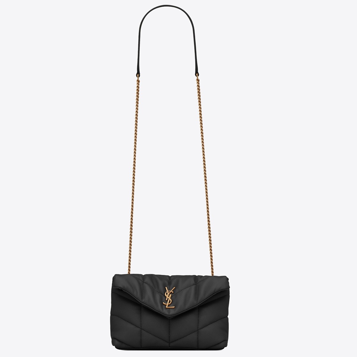 Sa**t Lau*nt puffer toy bag in black lambskin
