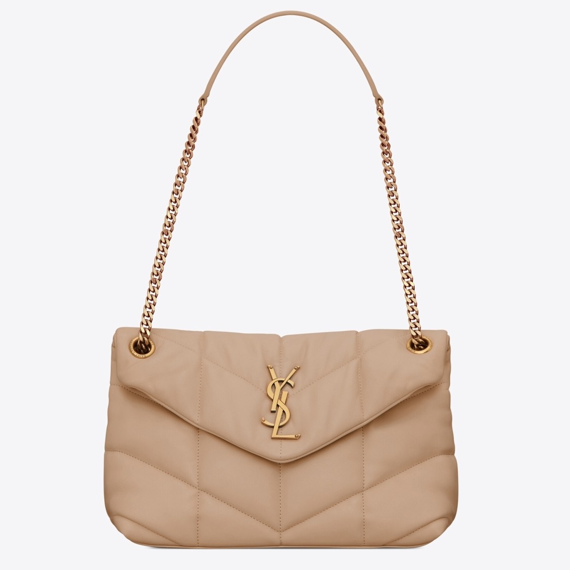 Sa**t Lau*nt small loulou puffer bag in beige lambskin