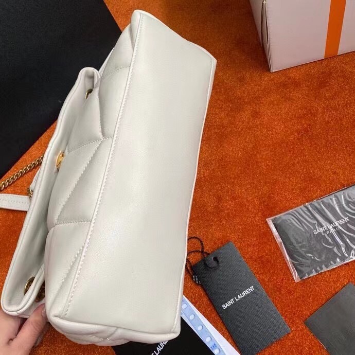 Sa**t Lau*nt small loulou puffer bag in white lambskin